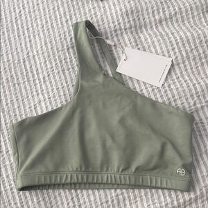 Anine Bing One-Shoulder Sports Bra - Sage Green